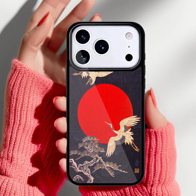 Japanese Cranes Art Phone Case for iPhone 17 16 15 14 13 Pro Max Back Cover for 12 11 Pro Coque
