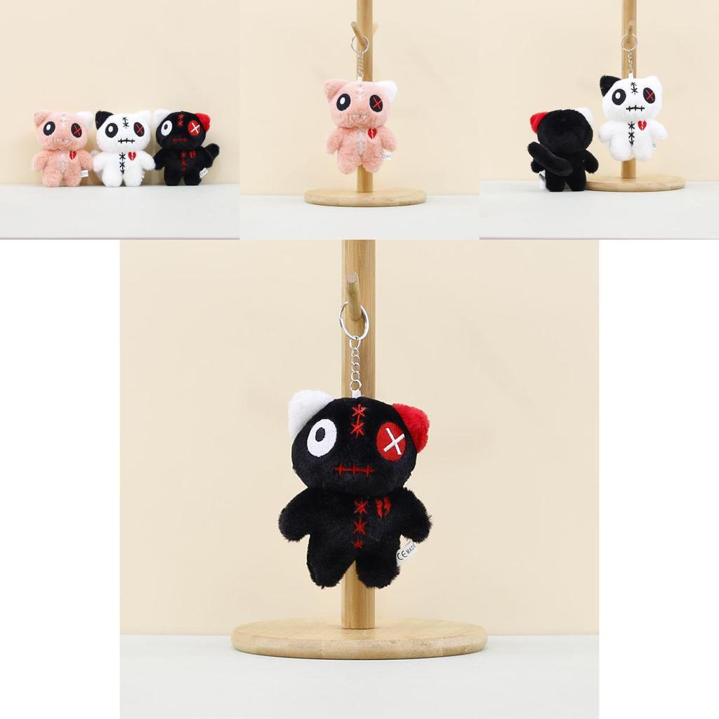 Entzückender Plüschkatzen-Schlüsselanhänger Alien Großaugen-Katzenpuppe Weichspielzeug Taschenanhänger für Kinder