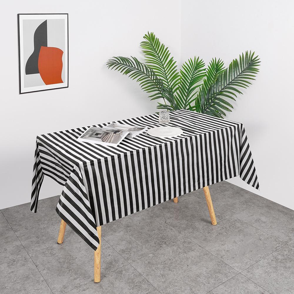

2pcs Oil Proof Plaid/Stripes Disposable Tablecloth Rectangular Desk Cloth Desktop Decoration Picnic Orange grid