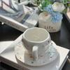 Shangqi Ręcznie Malowany Ceramiczny Zestaw Filiżanki do Kawy i Spodka z Motywem Serca