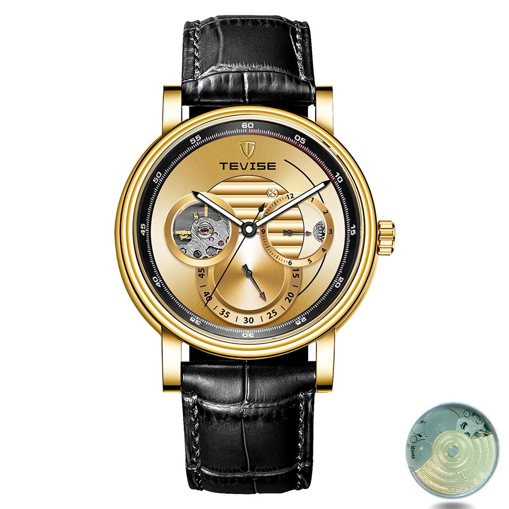 Relógio mecânico masculino totalmente automático Tourbillon Hollow Timing Dial masculino à prova d'água Noctilucente Simples Relógio mecânico empresarial Relógio pessoal