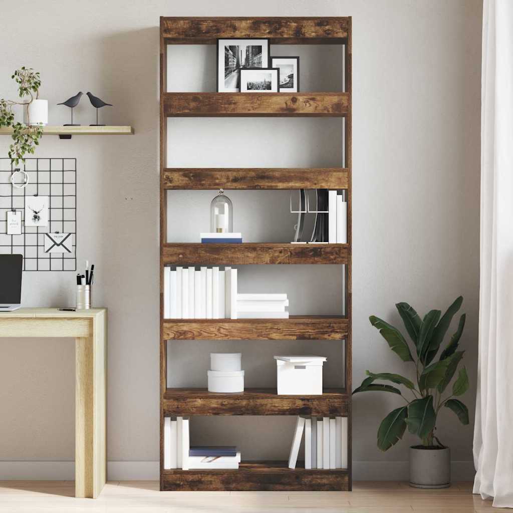 Bookshelf Smoked Oak 80 x 30 x 198 cm Engineered Wood