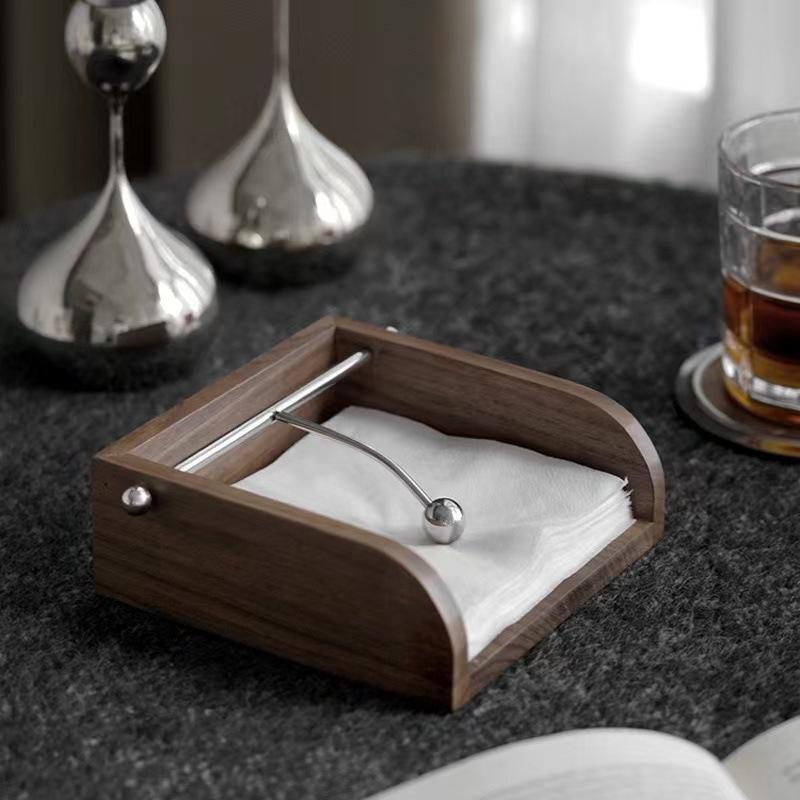 HeMu Restaurant and hotel tissue box square napkin cardboard bracket light luxury stainless steel tissue rack ornaments