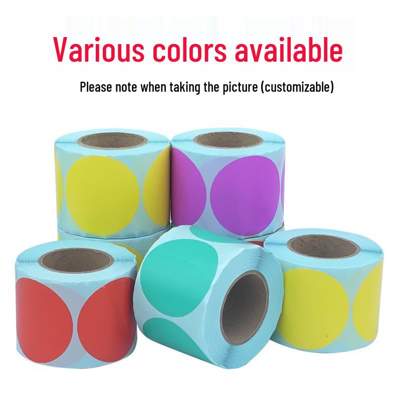 Colorful Round Self-Adhesive Thermal Labels: Red, Yellow, Blue, Green, Orange, Pink, Purple