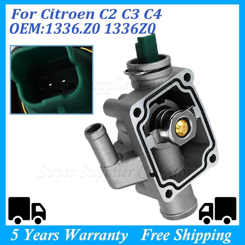 1336Z0 1336.Z0 For Peugeot Partner 206/207/301/307/308/1007 For Citroen C2 C3 C4 Aluminum Engine Coolant Thermostat with Housing