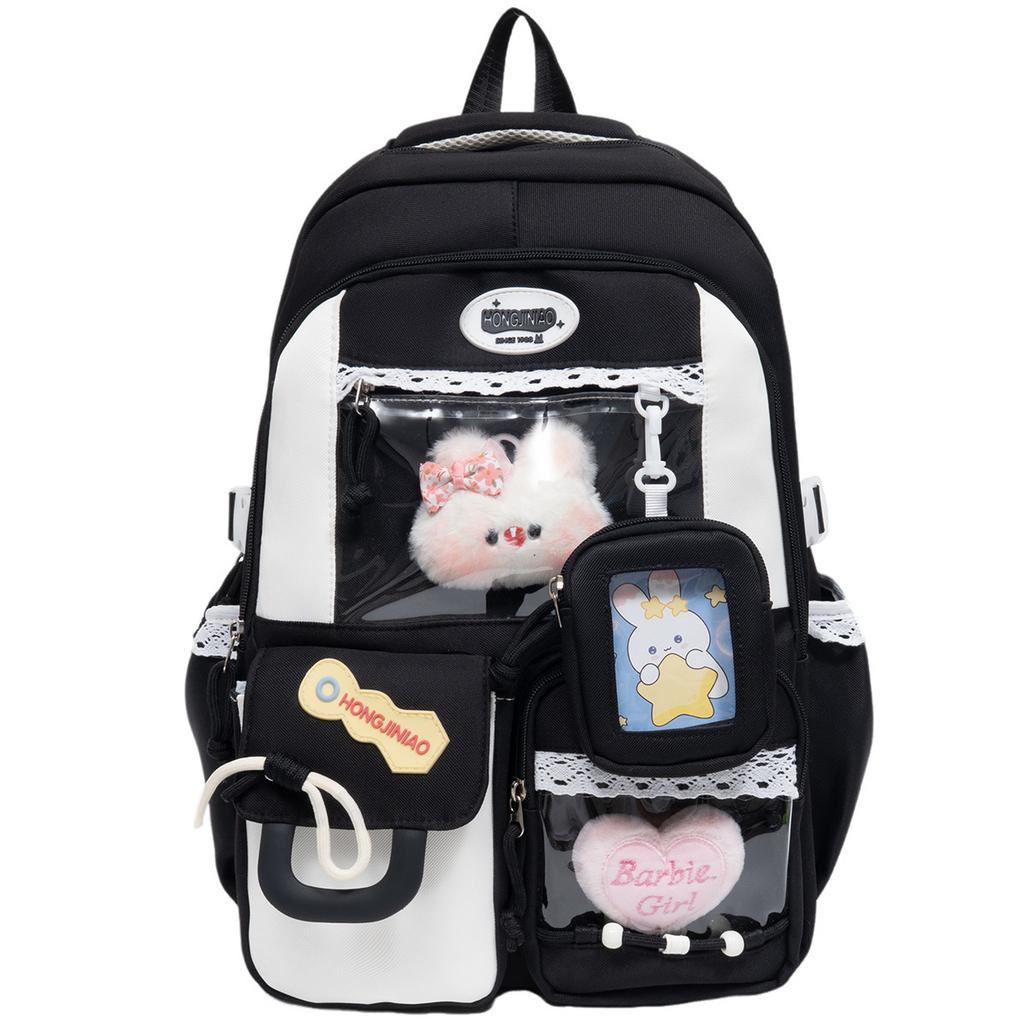 New Japanese High-value Schoolbag Ins Niche Junior High School Student Backpack Female Cute Contrasting Color Large-capacity Backpack