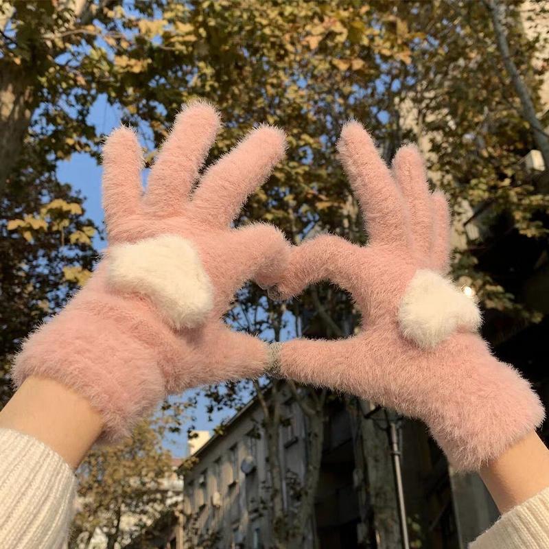 Love Plush Gloves Women's Cute Warm Thick Cycling Touch Screen Gloves