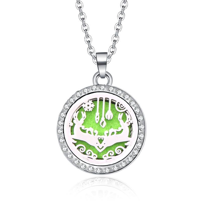 New Stainless Steel Alloy Fashion Aromatherapy Necklace Essential Oil Diffuser Perfume Locket Pendant Women Jewelry Gift
