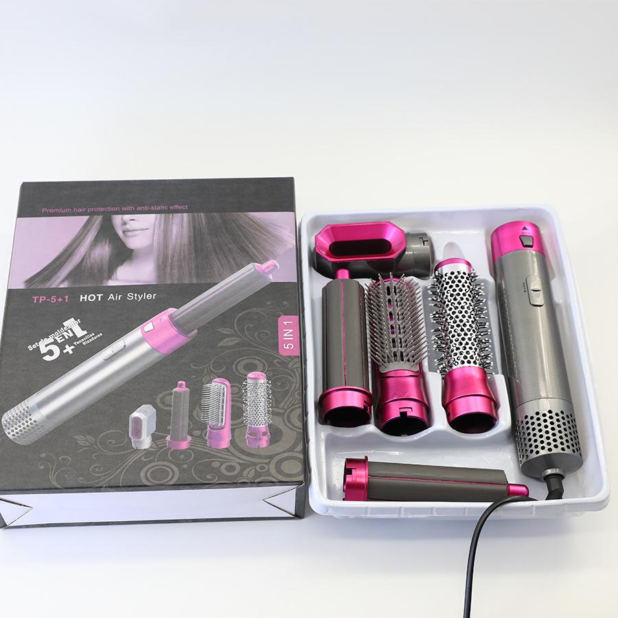 Spazzola ad Aria Calda Multifunzione 5 in 1: Arricciacapelli, Asciugacapelli, Pettine per Styling e Piastra per Capelli