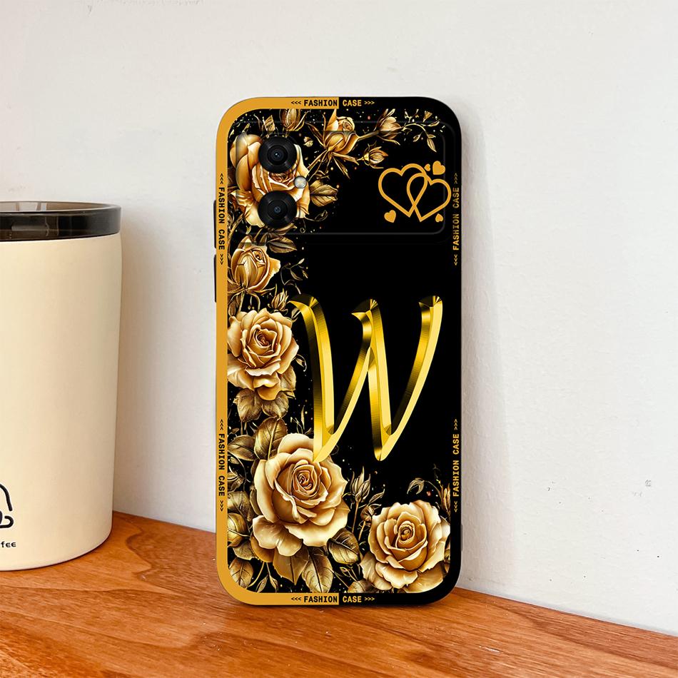 Case For Xiaomi Poco M4 M3 Pro Luxury Rose Letters Soft Smooth Liquid Silicone Housing For Poco M 4 M 3 Lightweight Phone Cover