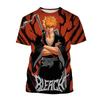 Hot sale Summer Kurosaki Ichigo print T-shirt anime BLEACH fashion o neck short-sleeved men's and women's casual tops kids