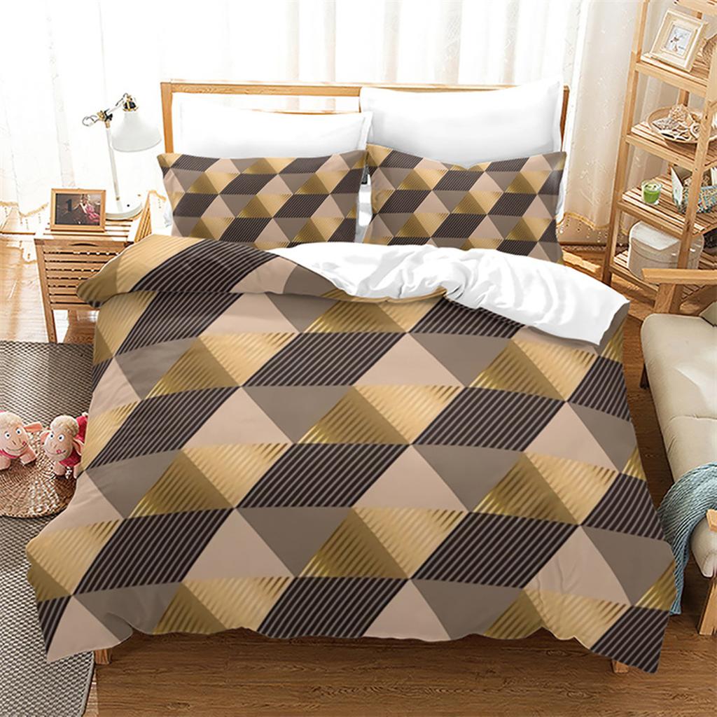 Luxury Gold Floral Duvet Cover Bohemian Leaves Microfiber Exotic Geometric King Queen for Children Adult for Bedroom Decoration