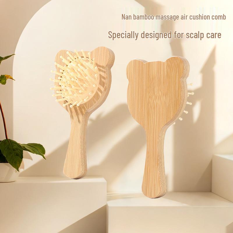 

Cartoon Bear Airbag Massage Comb: Cute Cushion Comb for Children and Girls, Wooden Bamboo Meridian Comb 15.5*8*2.5cm