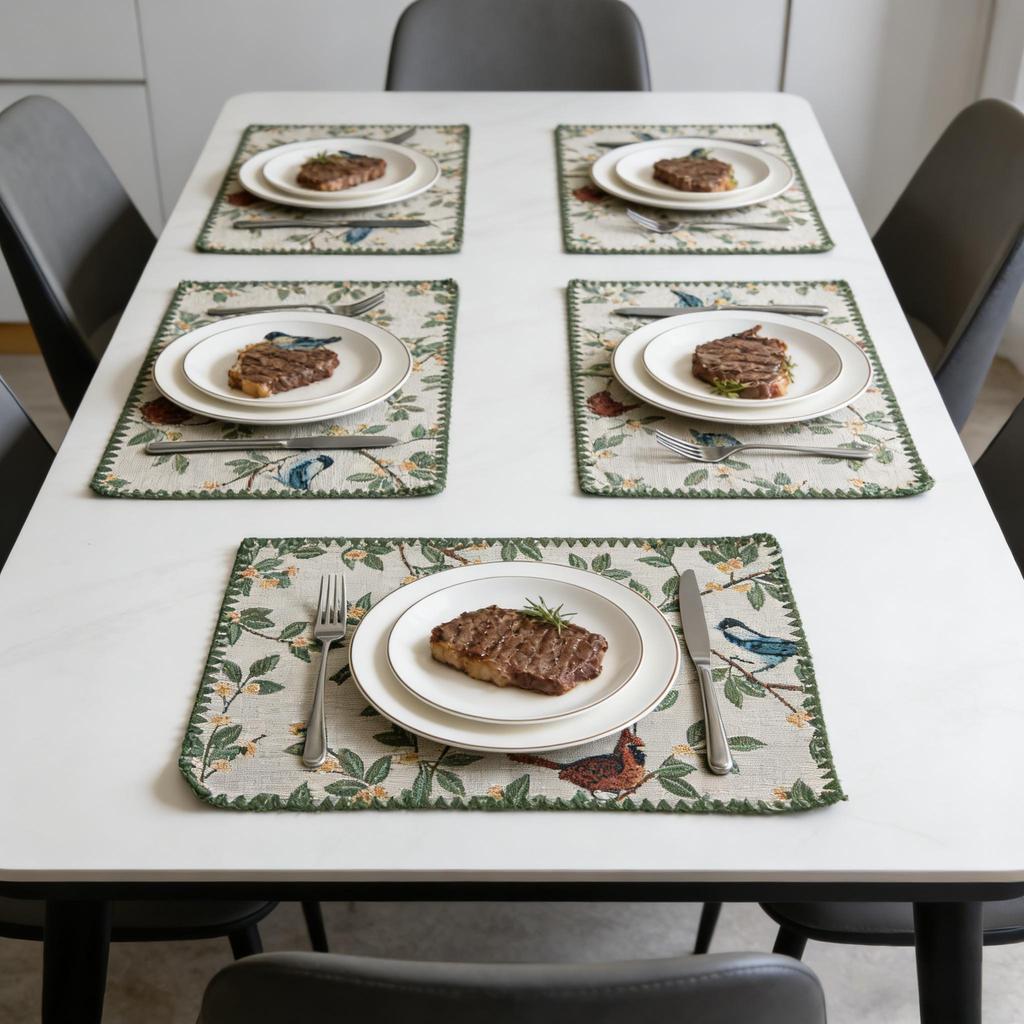 Washable 12 X 18 Inch Cotton Linen Non-Fading Home Kitchen Restaurant Wedding Decor Placemats