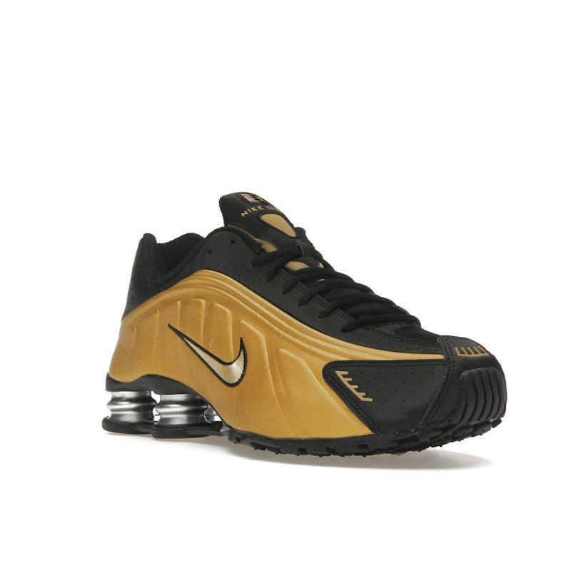 Nike  Shox R4 Black Metallic Gold Women Sneakers Metallic-Silver AR3565-005