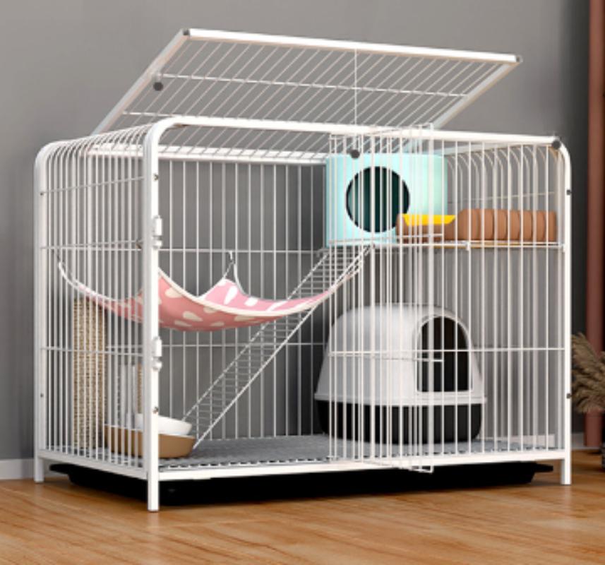 

Клетка для домашних животных, двухслойная, для кошек, железная клетка, вилла, домик для домашних животных, кошачье гнездо, лазалки Medium 77 53 58cm