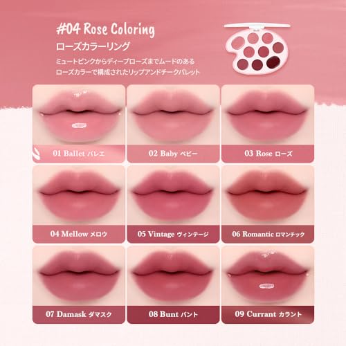 Official Daisyk Mood Painting Lip & Cheek Palette, 9-Color Palette/Lip Palette/Cheek Palette (#03 Pink Coloring, 6g)