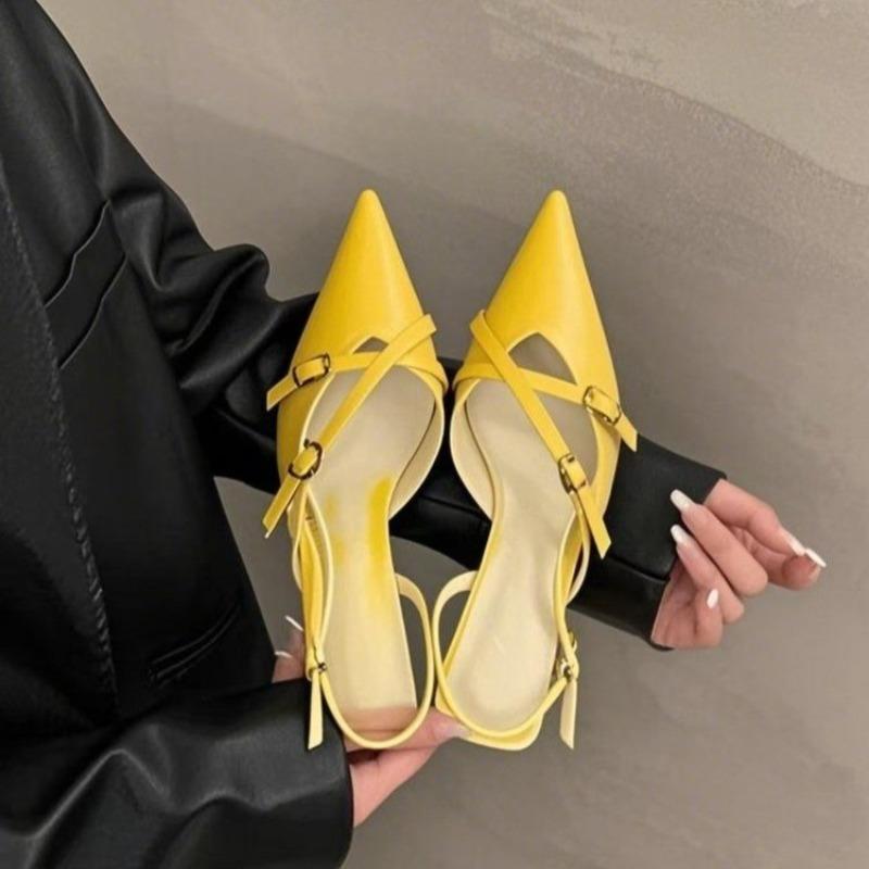 Fashion 2025 Women's Summer High Heels Buckle Fashion Pointed High Heels Luxury Design Zapatos de Mujer