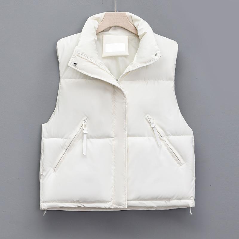 New women's clothing temperament simple style army green stand-up collar cotton vest vest