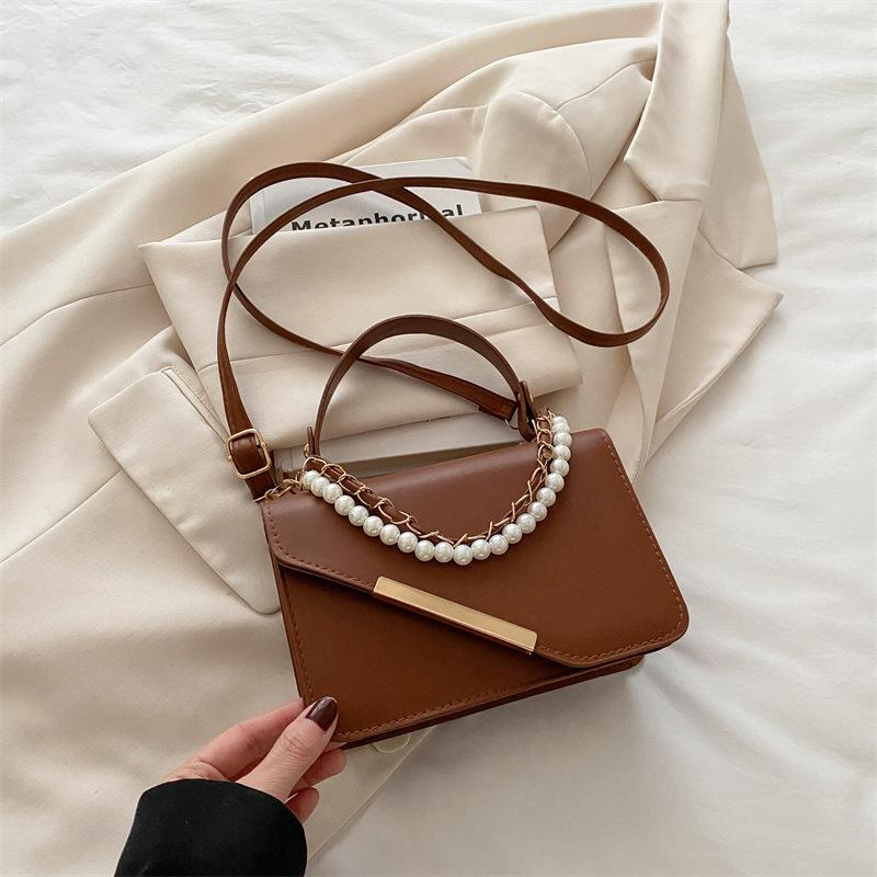 Tide pearl foreign style fashionable large capacity 2025 spring new fashion foreign style portable shoulder small square bag