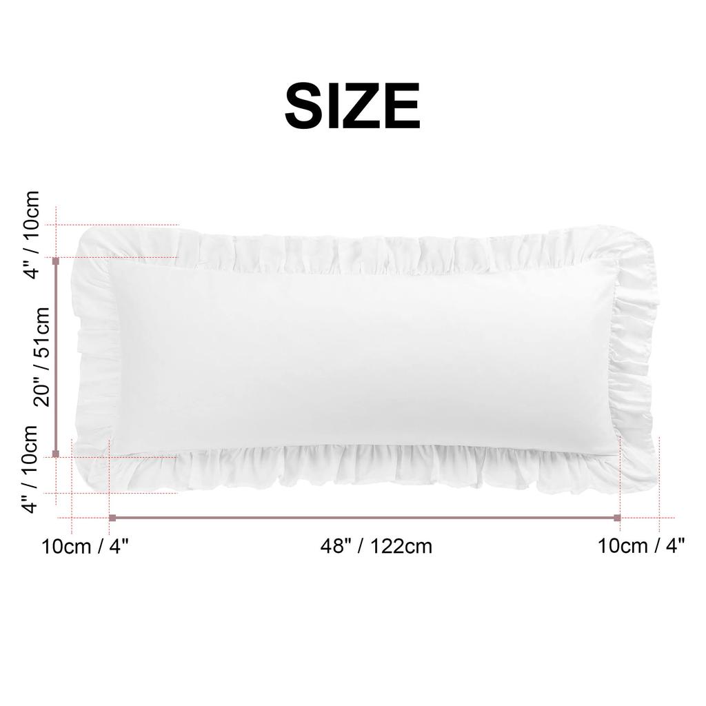 PiccoCasa Kroppskudde Överdrag Kroppskudde Skonsam mot 1 50x120cm Överdrag, 100% Bomull, Volang, Stil, Enfärgad, Överdrag, Bomull, Nordisk, Elegant, Mjuk,