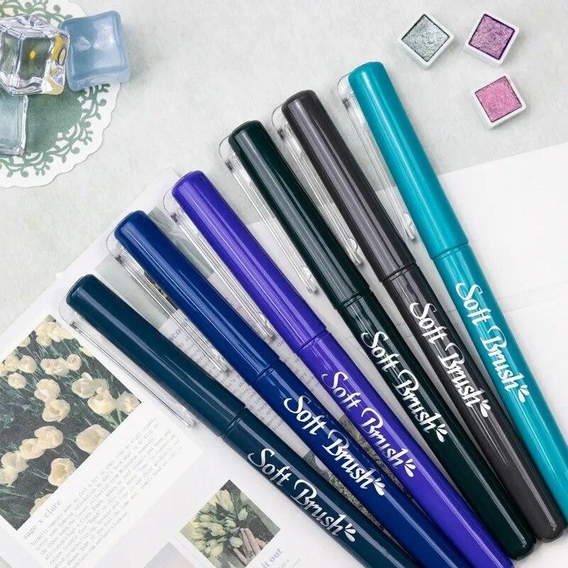 6Pcs Soft Brush Tip Marker Pens Artist Markers Flexible Tip Assorted Colors for Journaling Hand Lettering Calligraphy Draw Practical Use