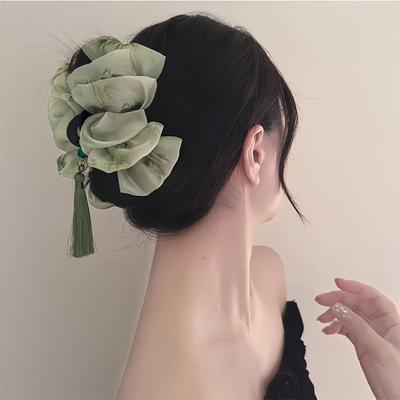 Tassel Cloud Mesh Ponytail Shark Clip New Chinese Style Hair Accessory Hair Claw Clip  for Women