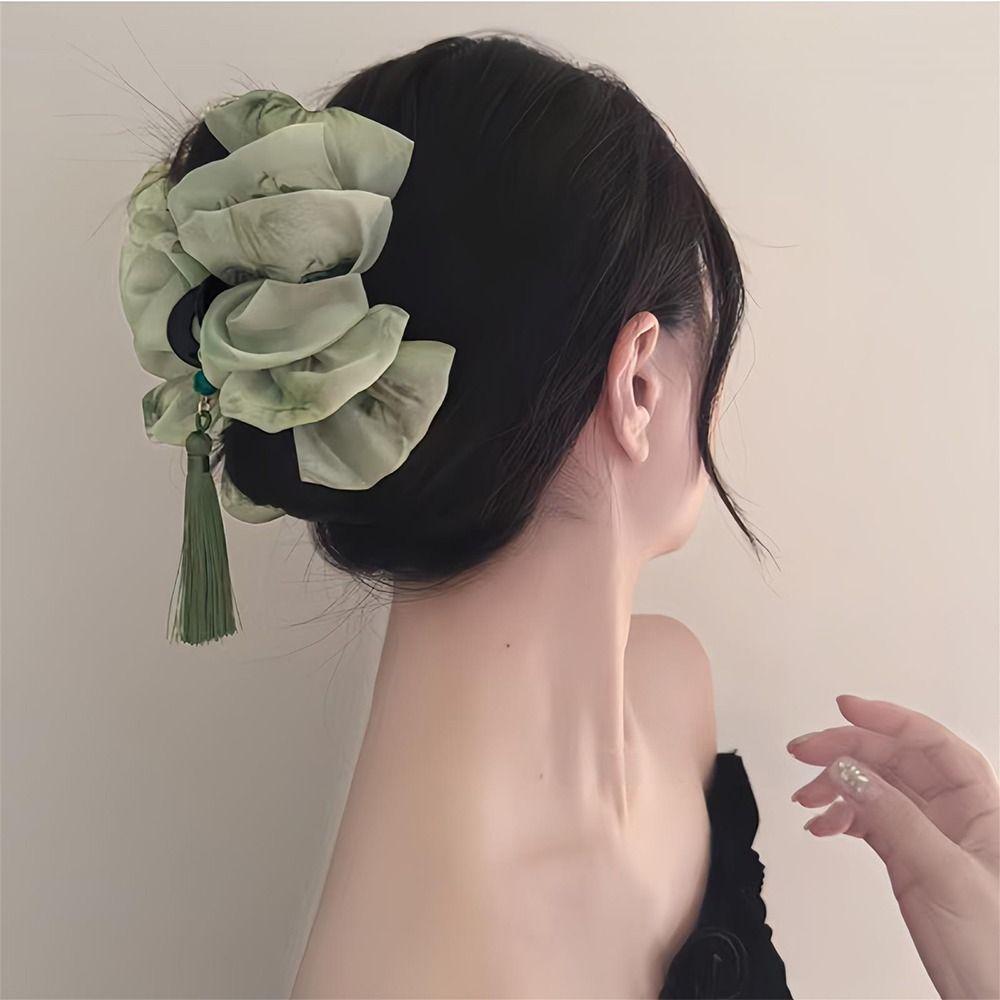 Tassel Cloud Mesh Ponytail Shark Clip New Chinese Style Ponytail Claw Clip  for Women