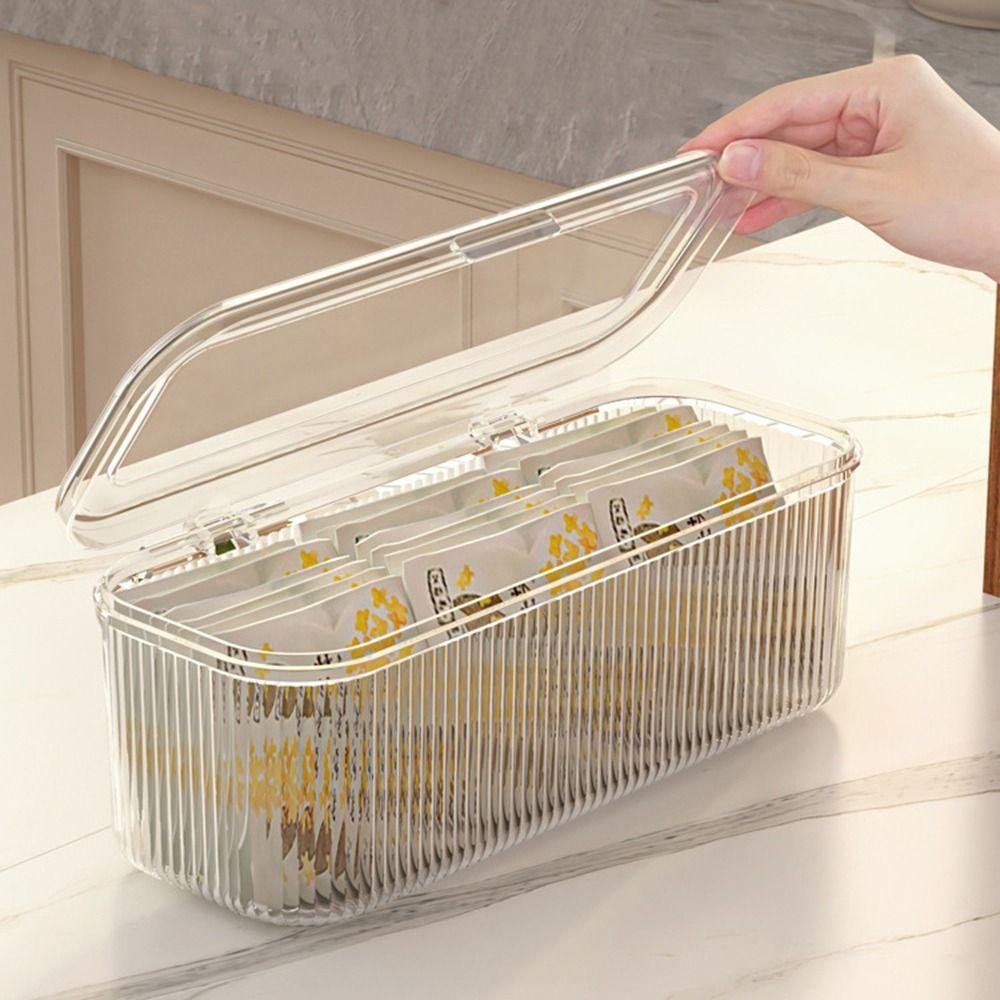 Acrylic Coffee Capsule Storage Box Flip Top Cosmetic Brush Organizer Tea Bag Storage Box  Kitchen