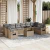 VidaXL Garden Lounge Set 11 Pcs with Beige Cushions Wicker 3268149
