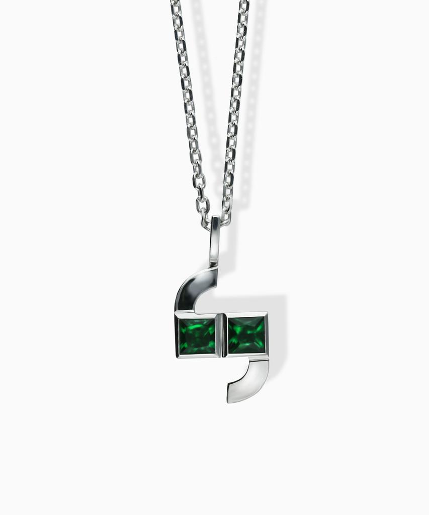 Valik [925 Silver] No.08 Signature Square Necklace [L] Ver.Green