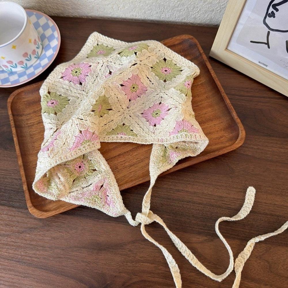 Little Daisy Headscarf Hat Multicolor Triangular Turban Scarf  for Spring Summer Outdoor