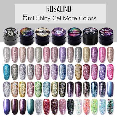 ROSALIND 5ml Gel Nagellack Shiny Rainbow Glitter Målning Nail Art Design Vernis Semi Permanent Polish Gel Top Coat Manikyr