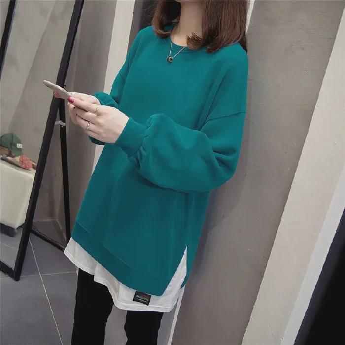 Women's Plus Size Layered Sweatshirt, Mid-Length Casual T-Shirt for Autumn/Winter 2025