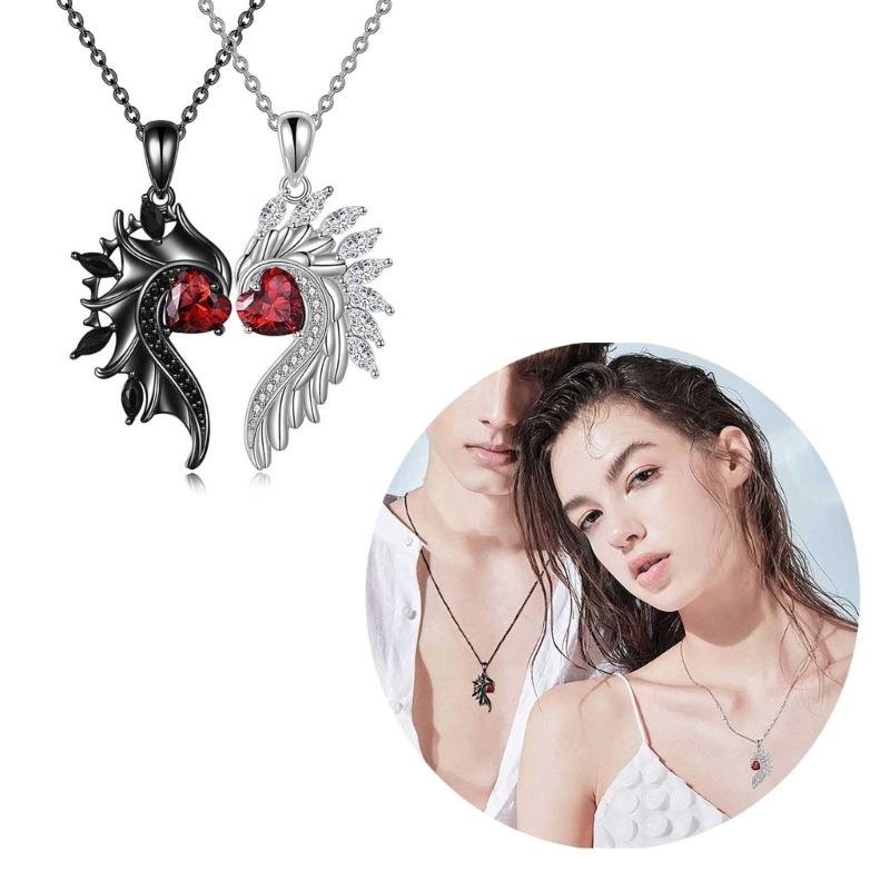 Pendant Necklace Women Angel Devil Wing Shaped Pendant Necklaces Fashion Party Jewelry Alloy Material for Women Girls