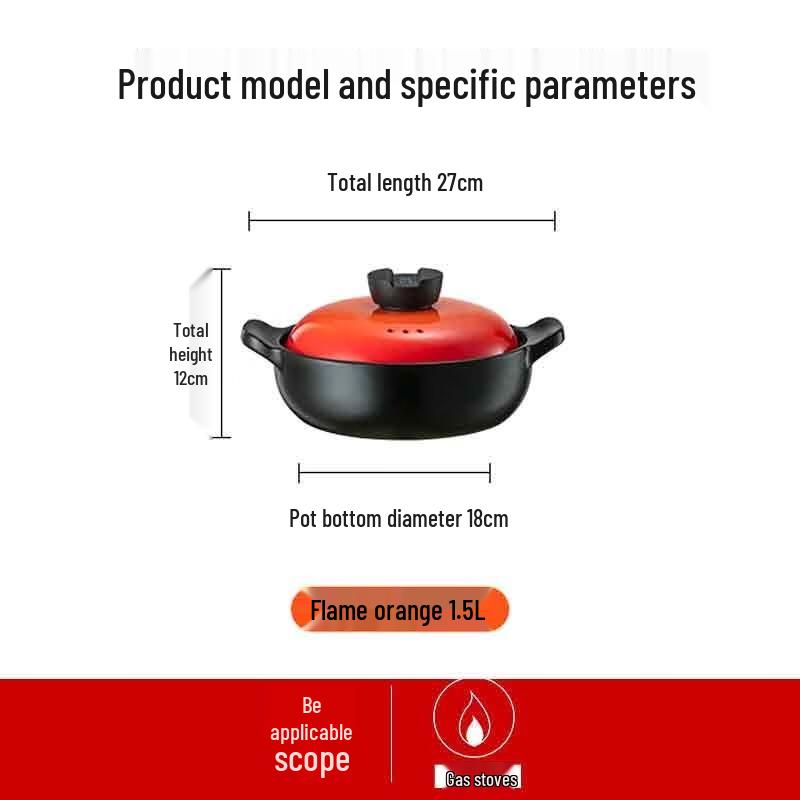 

ASD ZhenTao III Flame Orange Ceramic Stew Pot