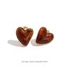 Gentle Amber Heart Earrings for Women: Elegant Autumn/Winter Design