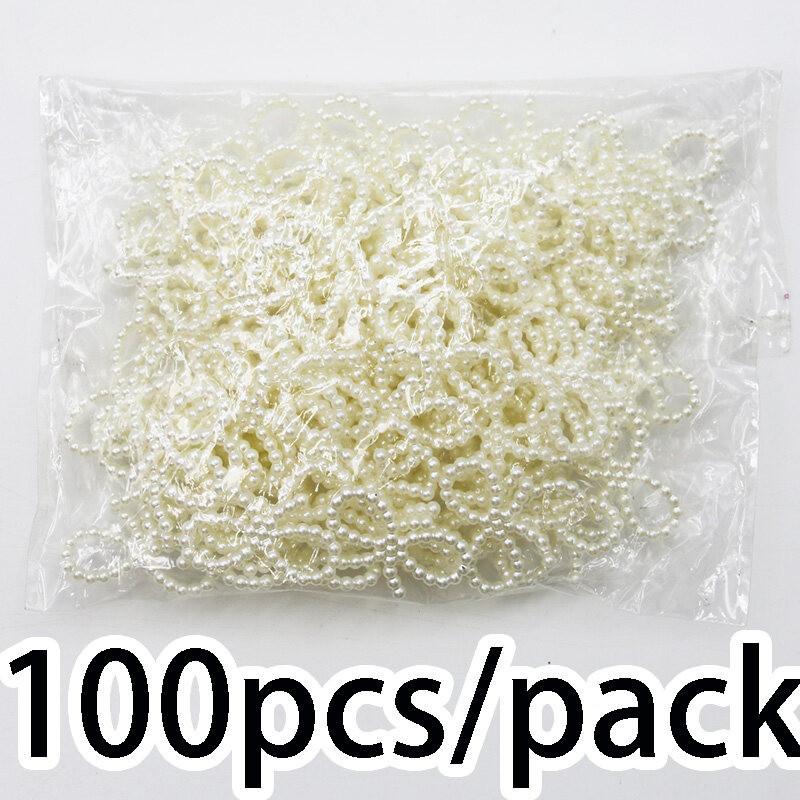 (100Pcs/pack)17*29mm Resin Imitation Pearl Bow Jewelry Accessories Hollow Phone Case Decoration Material Diy  Holiday Decoration
