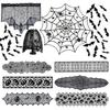 Spooky Halloween Table Runner Black Lace Spider Web Design Tablecloth Fireplace Scarf Haunted House Decor Party Decoration