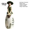 Decorative Girl with Basket Figurine Nordic Style Resin Flower Basket, Creative Desktop Ornament Dried Arrangement Holder for Home Decor, Aesthetic