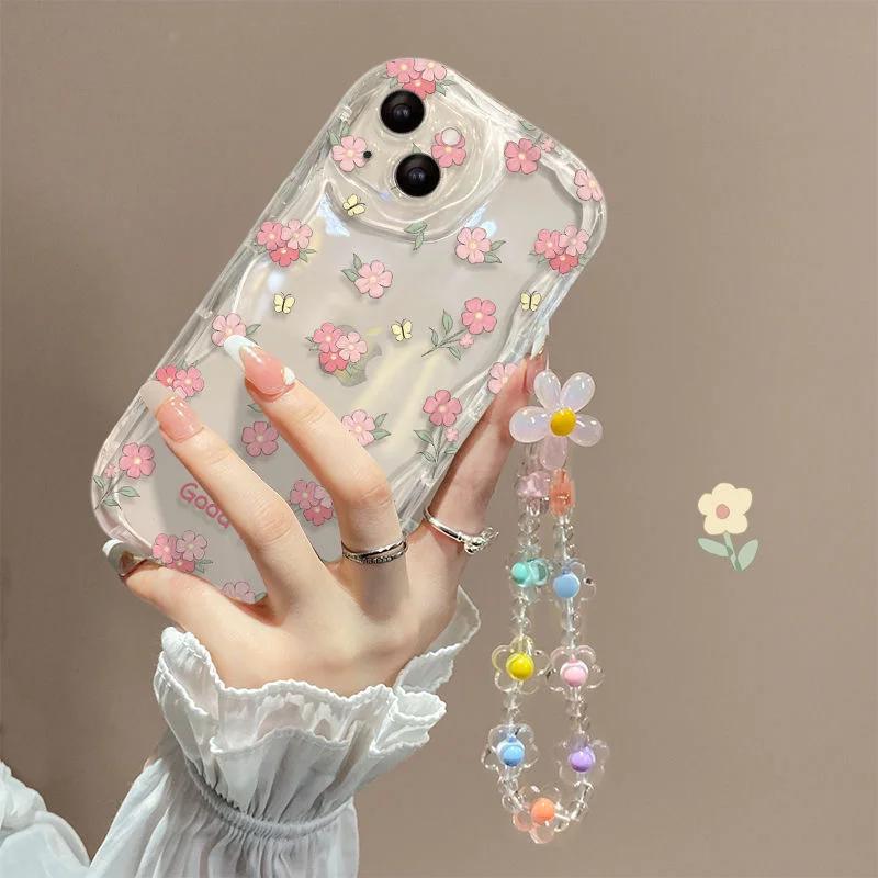 Flower Bracelet Case For VIVO Y19S Y17S Y28S Y03 Y28 Y21 Y19 Y17 Y11 Y20 Y22S Y02S Y76 Y35 Y36 Y50 Y77 Y78 Plus Y33T Y33S Y21S