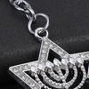 Keychain Pendant Sparkling Rhinestones Hexagram Shape Zinc Alloy Key Holder with Chain Buckle Design Backpack Accessory