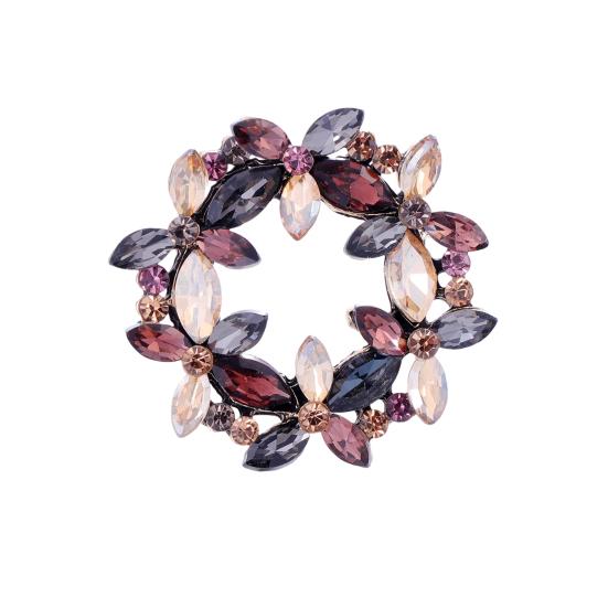 Rhinestone Wreath Brooch Artificial Gemstones Swan Lapel Pin Retro Elegant Brooch Pin for Women Coat Shirt Dress