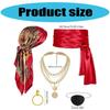 5Pcs Pirate Costume Accessories Captain Pirate Outfits Pirate Bandana Head Scarf Sash Necklace Earrings Eye Patches Set