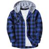 Plaid Pattern Men's Long Sleeve Hooded Shirt Jacket With Chest Pocket, Men's Casual Fall And Winter Coat