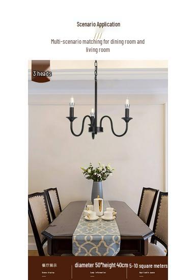 American Vintage Wrought Iron Chandelier for Living Room, Dining Room, or Bedroom