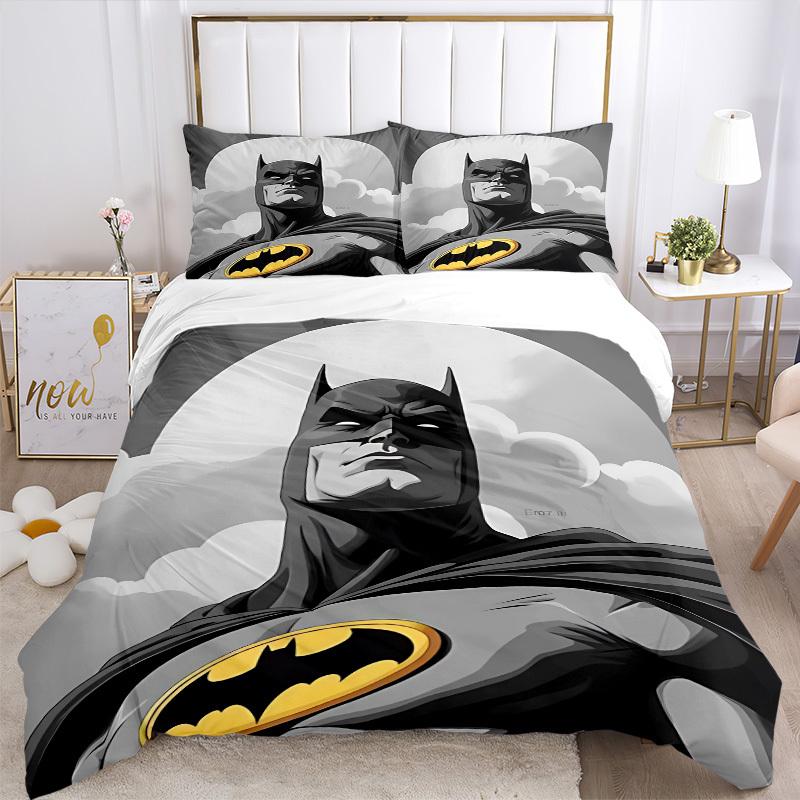 3pcs Batman Symbol Duvet Cover Set, 1 Duvet Cover + 2 Pillowcases (No Insert), High-Definition Print for All Seasons,Durable yy251103007