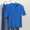 SheePool Women's Polo Collar Knitted Short Sleeve T-Shirt