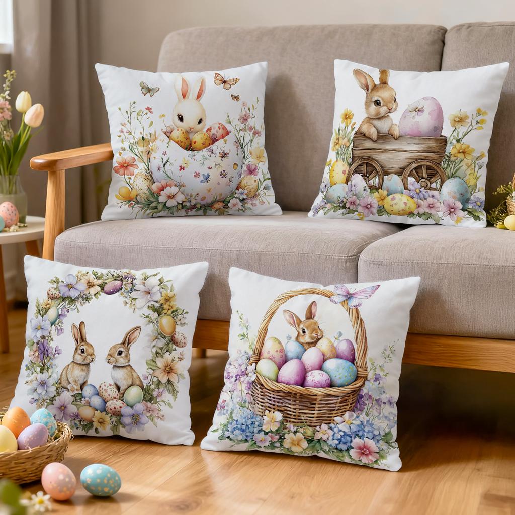 Easter Egg Cushion Pillowcase Printed Polyester 40/45/50Cm Throw Pillowcover Decorative Sofa Cushion Pillowslip Home Decor