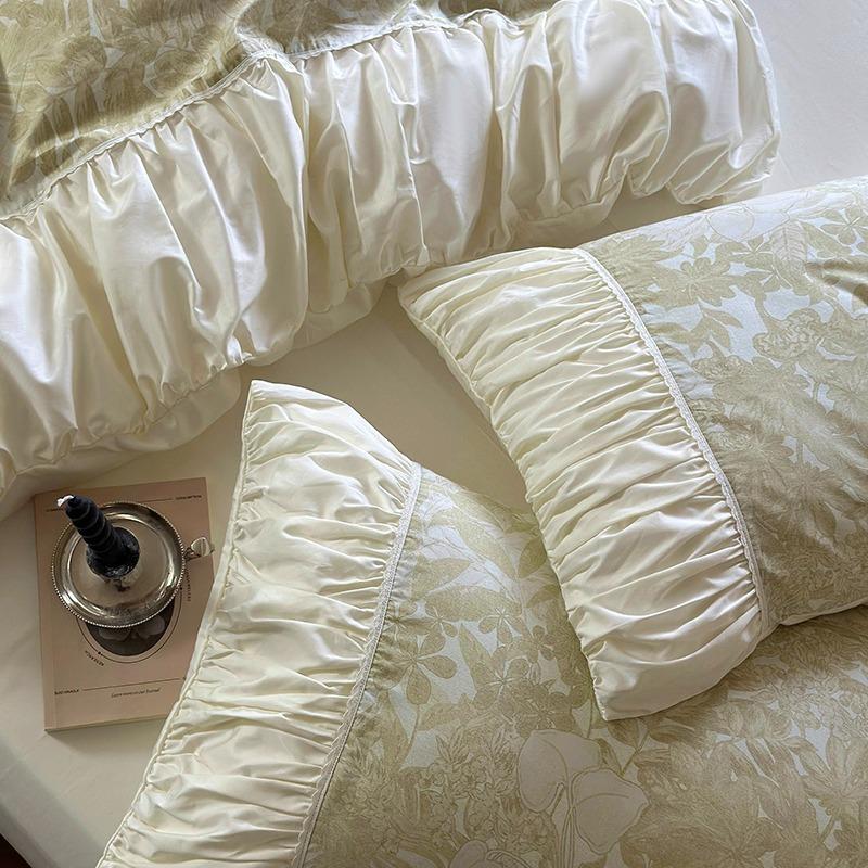 4-Piece All-Cotton Velvet Cotton Bed Cover Set - Pure Cotton Tencel Duvet Cover With Fitted Sheet